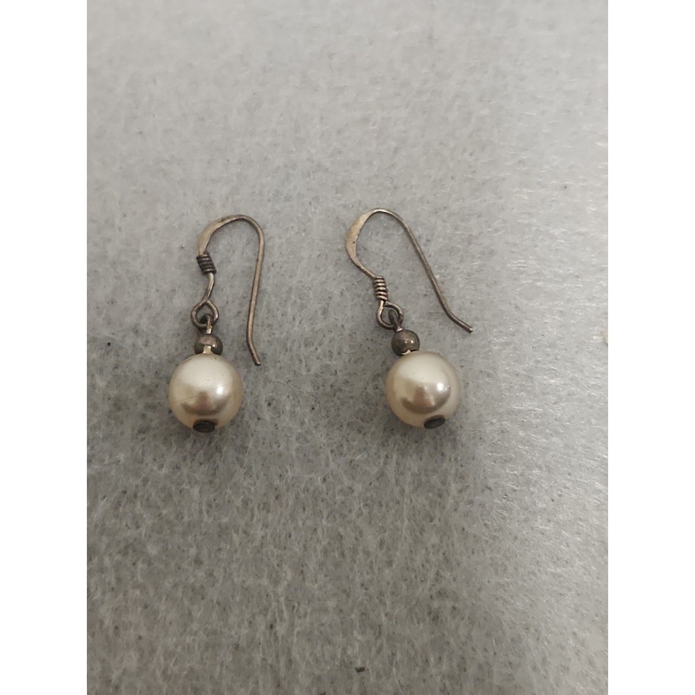 Sterling Silver 925pearl Drop Pierced Earrings